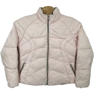 VTG y2k Women's Light Pink Nike Mini Swoosh Duck Down Feathers Puffer Jacket XL